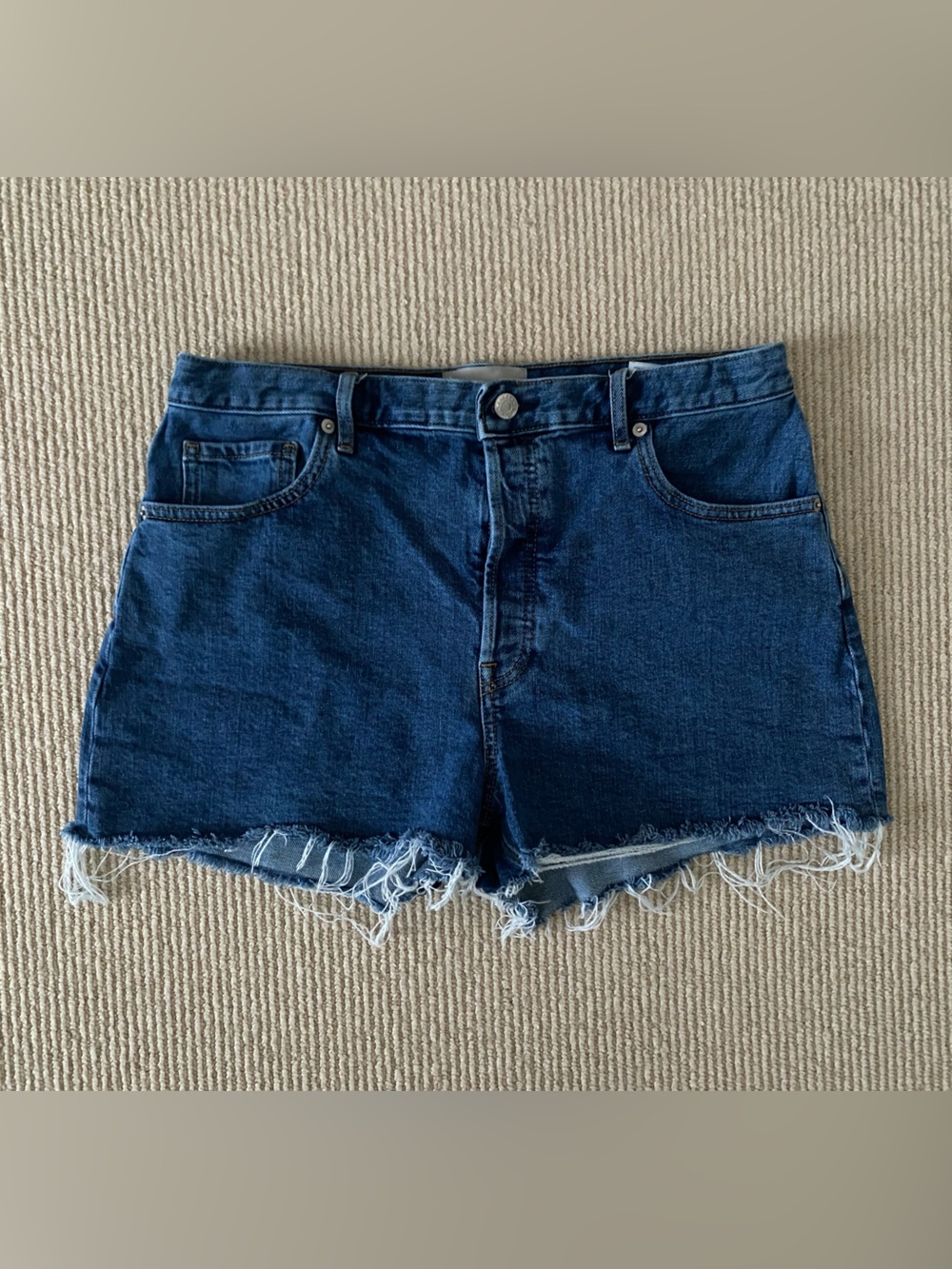 Everlane distressed jean shorts denim cutoff festival beach size 31 “The Cheeky” - Picture 1 of 5